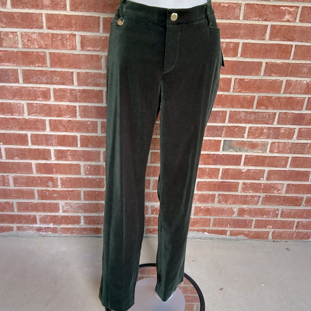 LAUREN RALPH LAUREN Hunter Green Velour 5-Pocket Trouser Pants